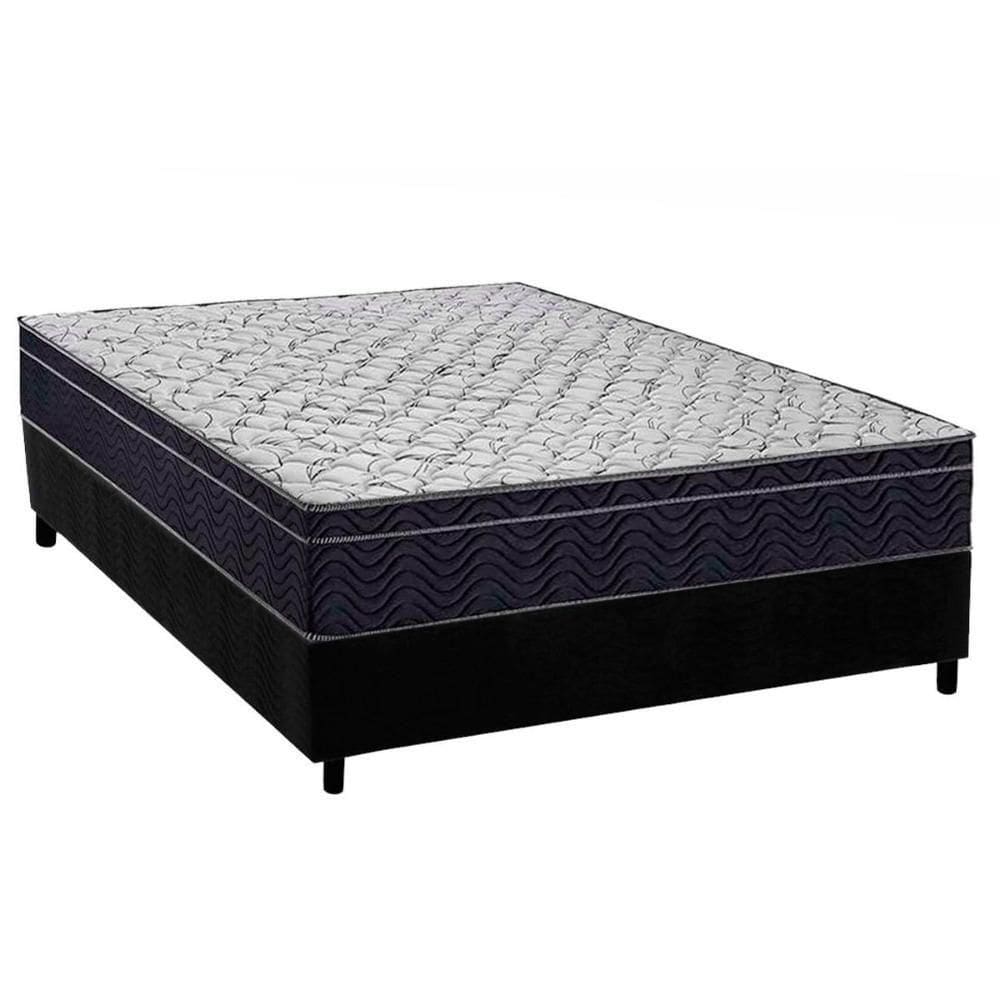 Conjunto Box Casal: Colchão Anatômico Ortobom D45 - Airtech 150 + Base Crc Suede Black(138x188)