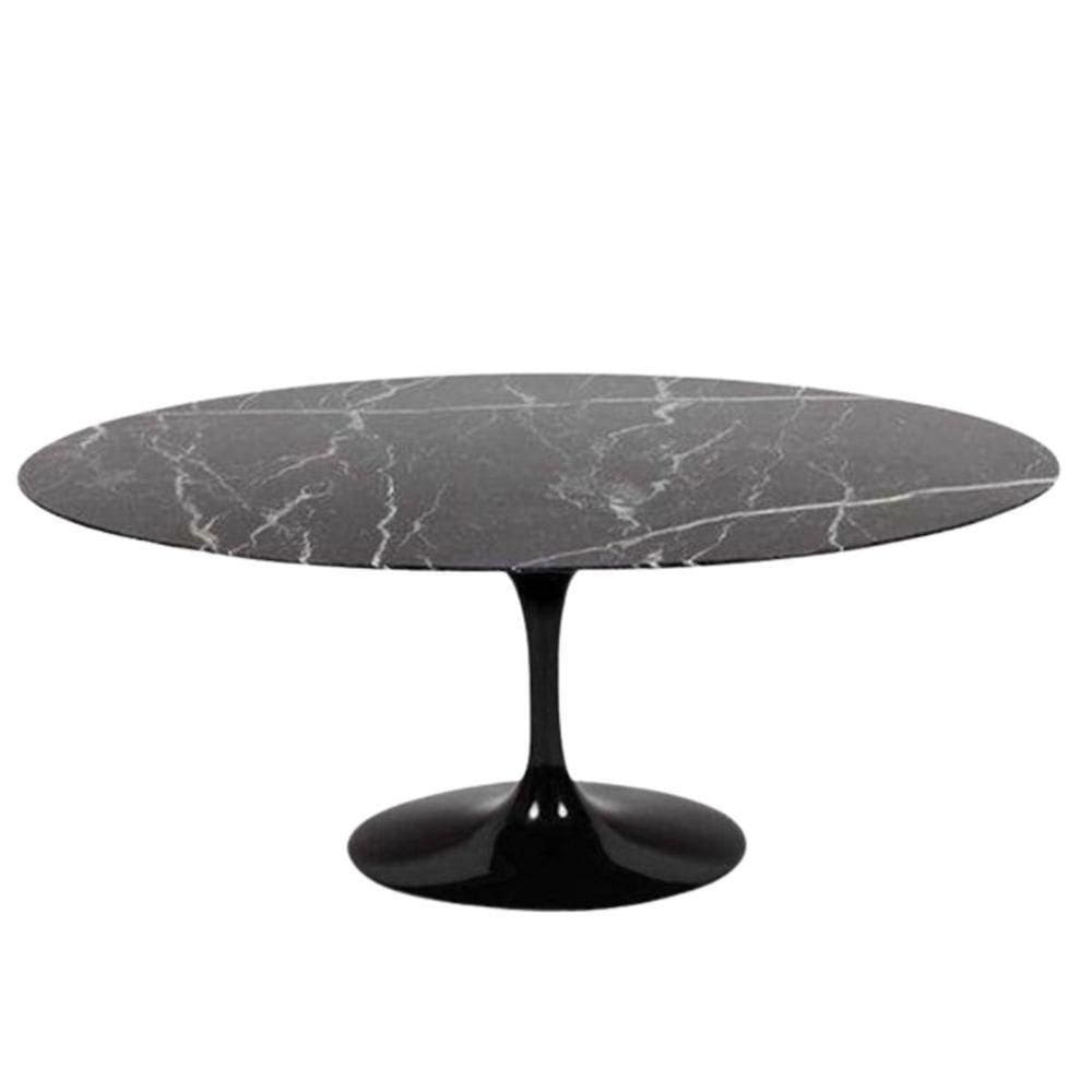 Mesa De Jantar Tulipa Saarinen Redonda 244x137 Cm Mármore Nero