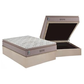 Conjunto Box Baú Casal: Colchão Molas Plumatex Lfk Sealy Resistance + Base Crc Suede Clean(138x188)