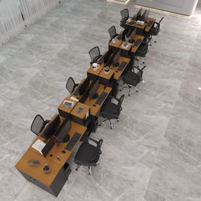 Estação De Trabalho 10 Lugares Office Smart 10 Mesas 8 Armários 1 Aparador Preto E Cedro