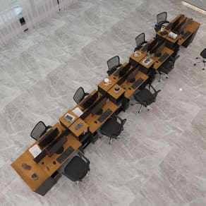 Estação De Trabalho 10 Lugares Smart Office 10 Mesas 8 Armários 2 Aparadores Preto E Cedro
