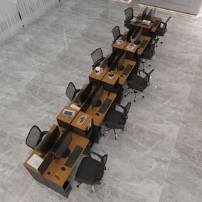 Estação De Trabalho 10 Lugares Smart Office 10 Mesas 8 Armários Livreiro Preto E Cedro