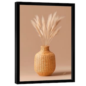 Quadro Decorativo Vaso e Folhas de Trigo Minimalista