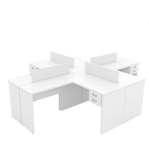 Escrivaninhas para Escritório em L 4 Unidades Office Branco