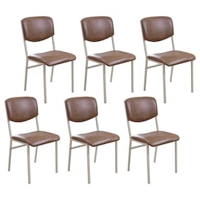 Conjunto 6 Cadeiras para Sala de Jantar Confort Marrom / Champanhe