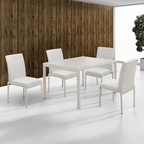 Conjunto Sala de Jantar com 4 Cadeiras Atenas Bege / Champanhe Metalizado