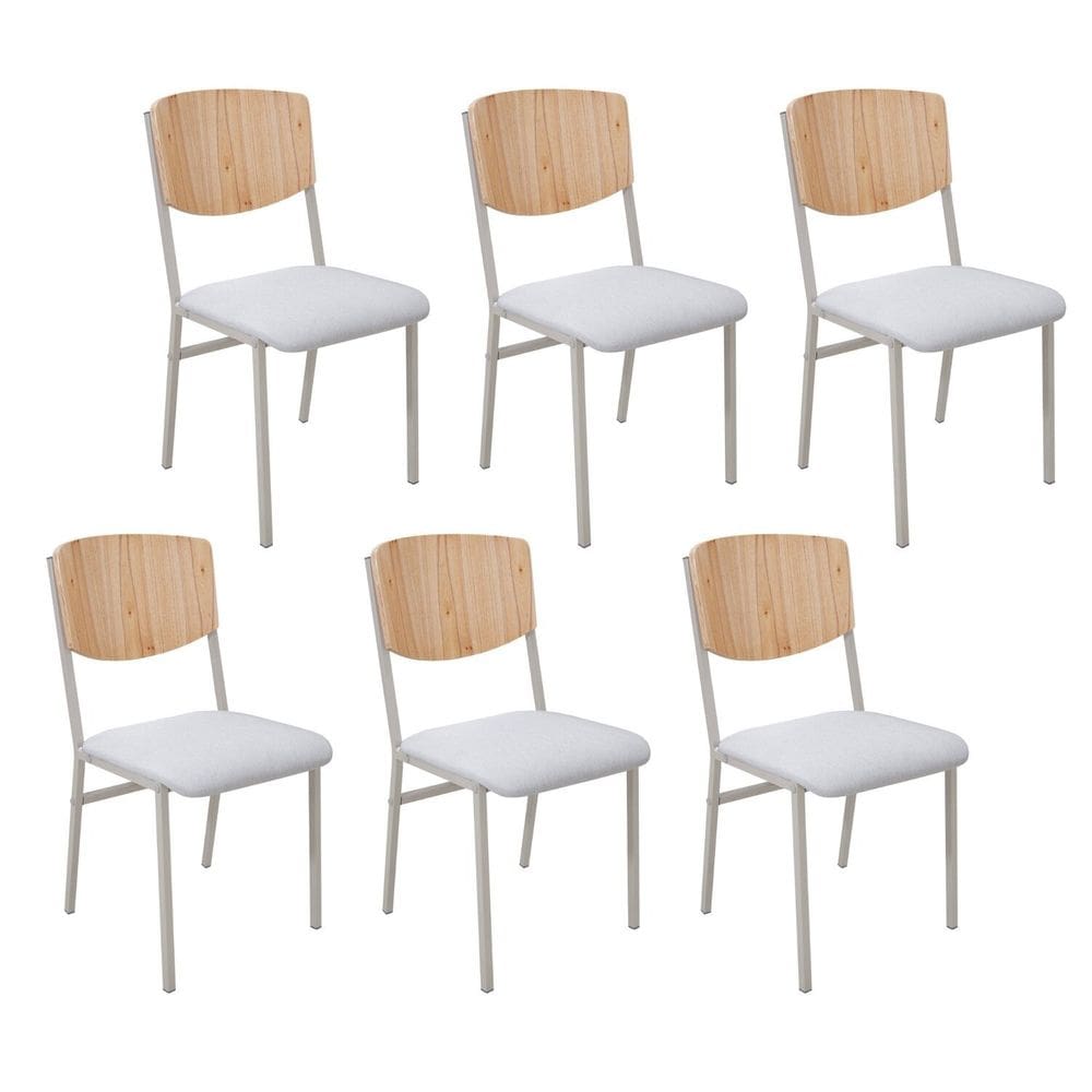 Conjunto 6 Cadeiras para Sala de Jantar Confort Cinza / Champanhe