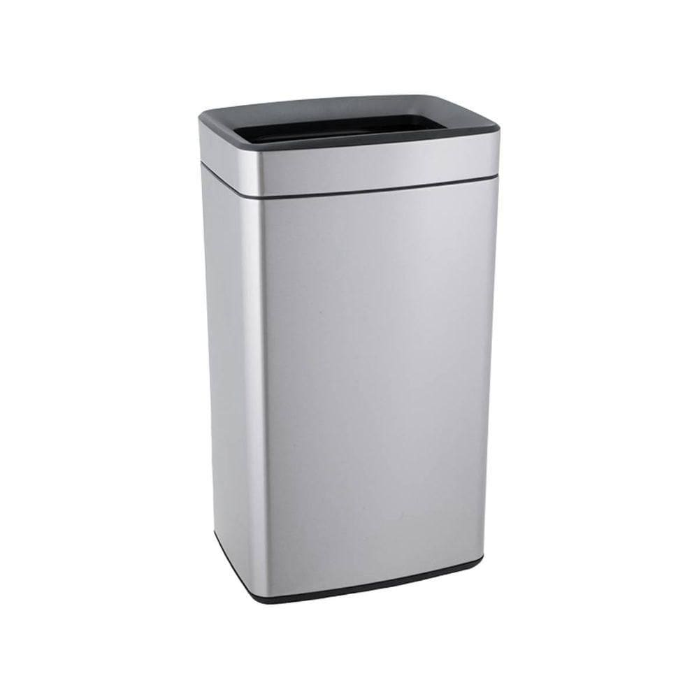 Lixeira Retangular Com Aro e Balde 40 L Aço Inoxidável Escovado Linha Plana Brinox Aço Inoxidável