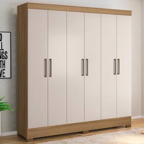 Guarda Roupa Casal 6 Portas E 3 Gavetas Prático Amêndola Touch-off White Amêndola Touch-off White
