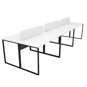 Escrivaninha para Escritório 6 Lugares Industrial Branco