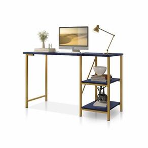 Mesa Escrivaninha Star Para Notebook Office Star 120cm Azul / Dourado