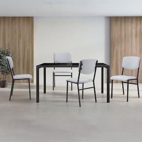 Conjunto para Sala de Jantar com 4 Cadeiras Confort Preto Fosco / Cinza