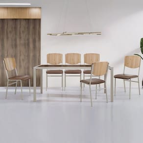 Conjunto para Sala de Jantar com 6 Cadeiras Confort Champanhe / Bege