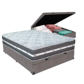 Cama Box Baú E Colchão Black Graphite Molas Ensacadas Casal 138x188x27 Anjos Casal Cinza