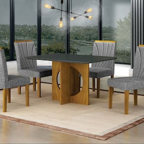 Conjunto para Sala de Jantar com 4 Cadeiras Lorena Freijó / Cinza