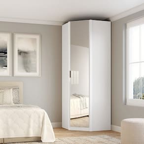 Guarda-roupa de Canto 1 Porta com Espelho Altezza Branco