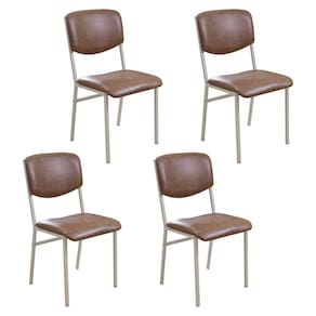 Conjunto 4 Cadeiras para Sala de Jantar Confort Marrom / Champanhe