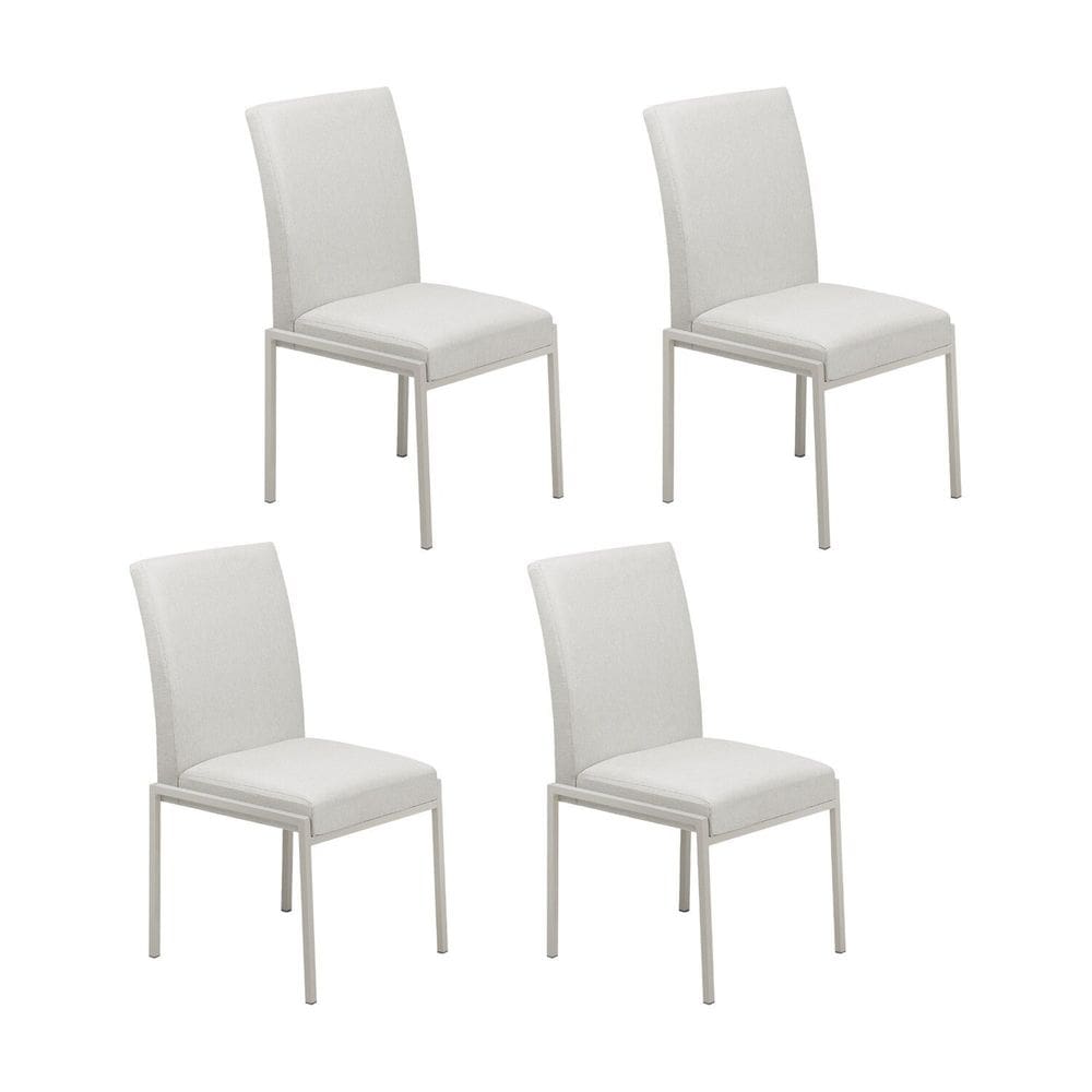Conjunto 4 Cadeiras para Sala de Jantar Atenas Bege / Champanhe