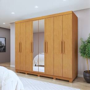 Guarda Roupa 8 Portas 4 Gavetas 100% MDF Andara Soft Amêndoa Clean