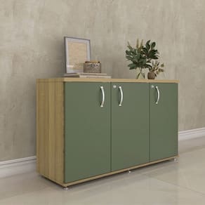 Armário para Escritório Credenza 03 Portas Pivotante Samba/Salvia
