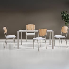 Conjunto para Sala de Jantar com 4 Cadeiras Confort Champanhe / Bege