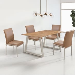 Conjunto para Sala de Jantar com 4 Cadeiras Atenas Champanhe / Bege / Cinamomo