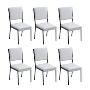 Conjunto 6 Cadeiras para Sala de Jantar Lisboa Cinza / Preto