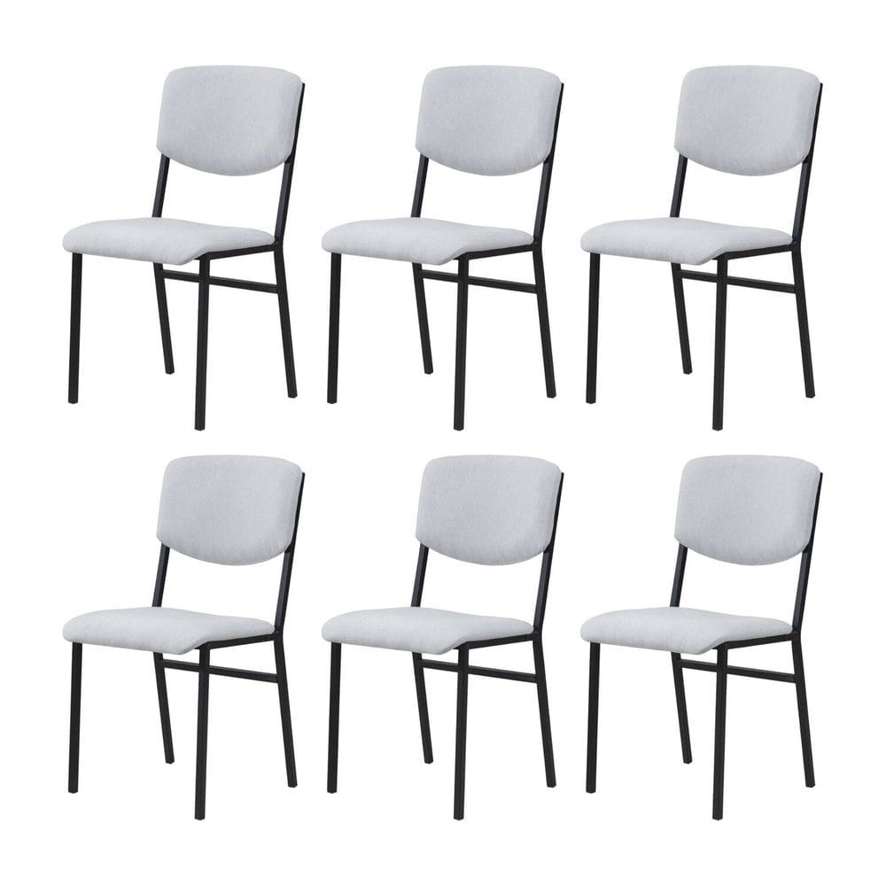 Conjunto 6 Cadeiras para Sala de Jantar Confort Cinza / Preto