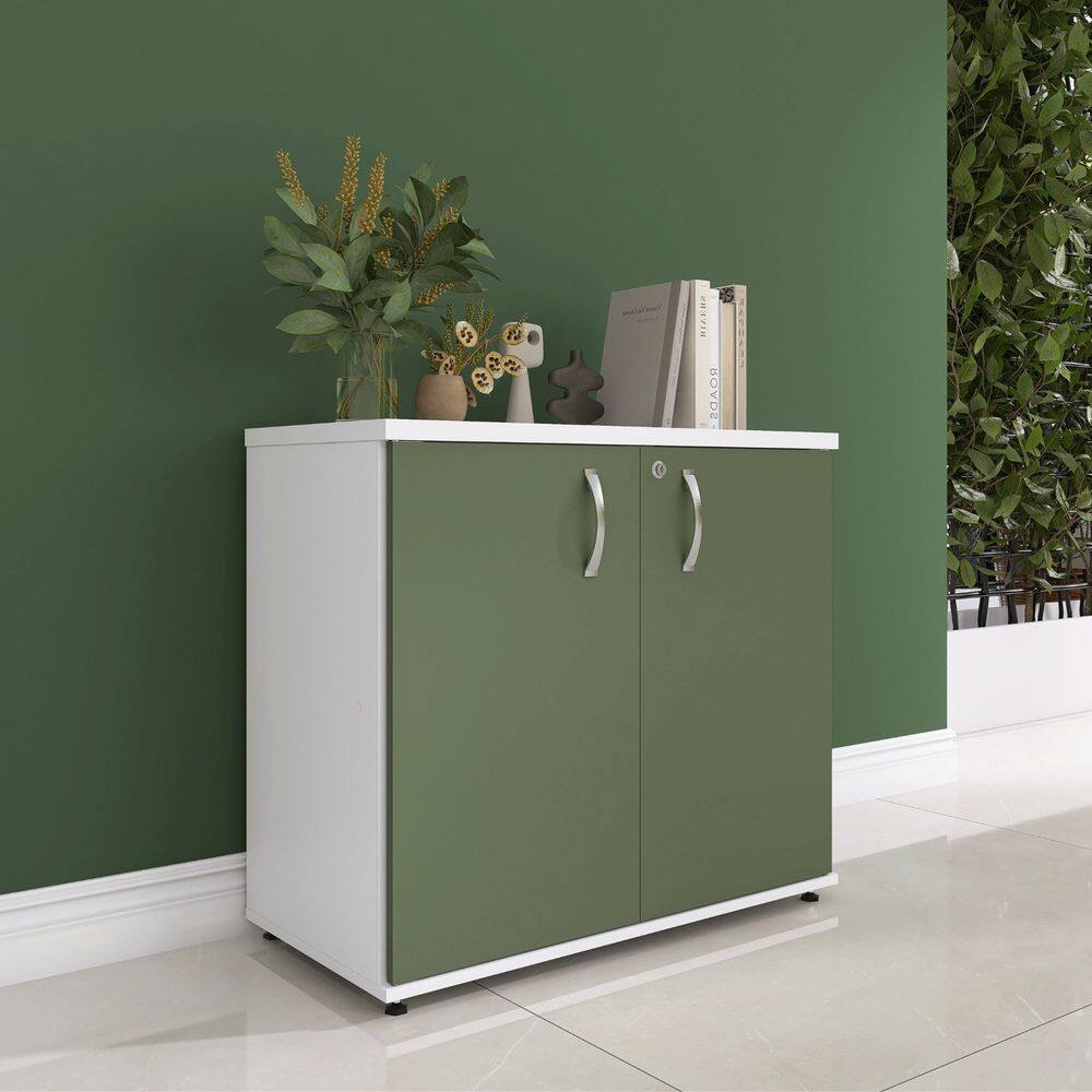 Armário para Escritório 2 Portas Pivotante Branco/Salvia