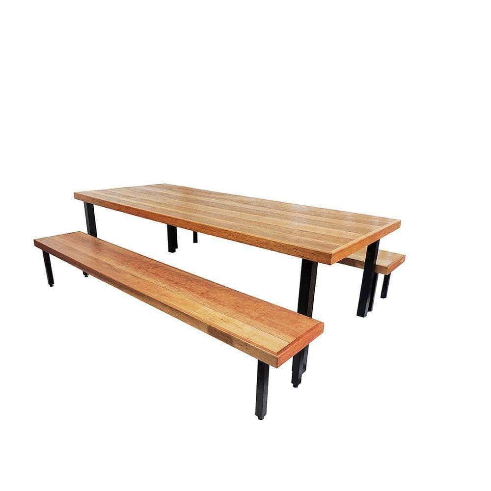 Jogo Mesa E 2 Bancos Industrial Dallas 1,80m Ferragem Preta