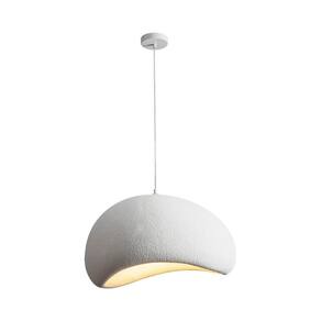 Luminária Pendente Cúpula Estilo Japonês Cor Branca Com 30Cm