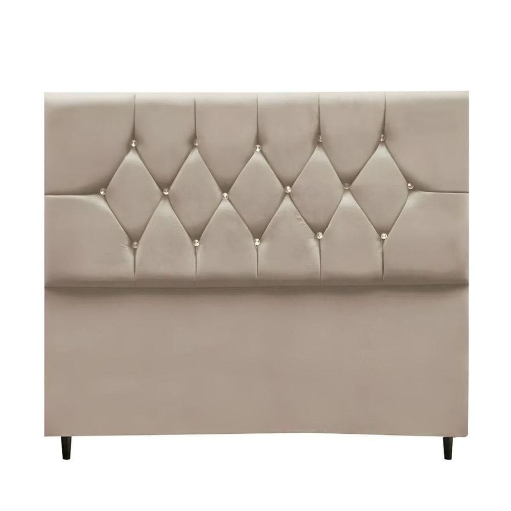 Cabeceira Cama Box Estofada Queen 160 Cm Geovana Suede Cor:bege