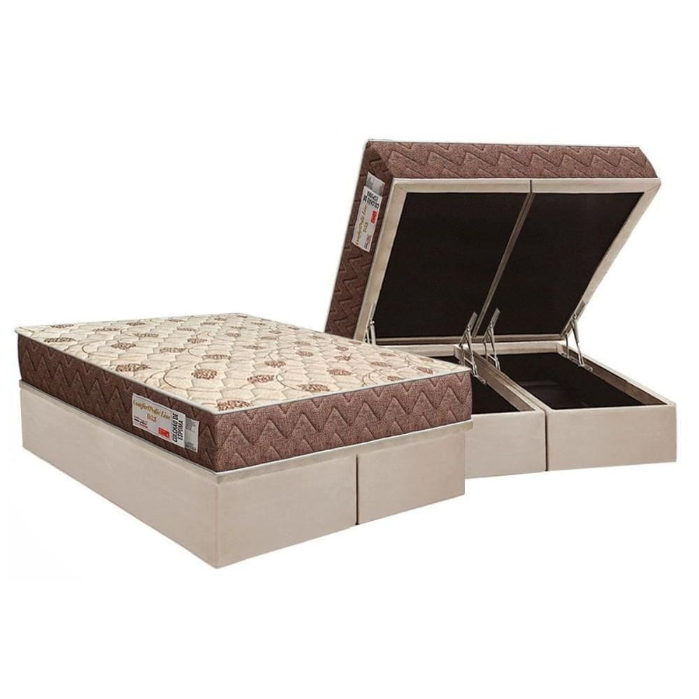 Conjunto Box Baú Queen: Colchão Espuma Orthoflex D33 Comfortpedic + Base Crc Suede Clean(158x198)