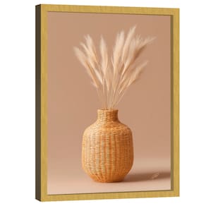 Quadro Decorativo Vaso e Folhas de Trigo Minimalista