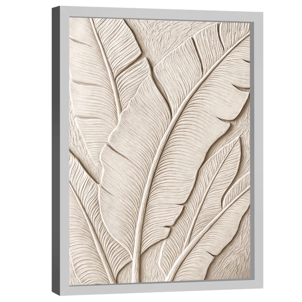 Quadro Decorativo Abstrato Folha Off-White