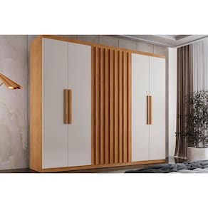 Guarda Roupa 6 Portas E 2 Gavetas Cairo Naturale/off White - Rufato