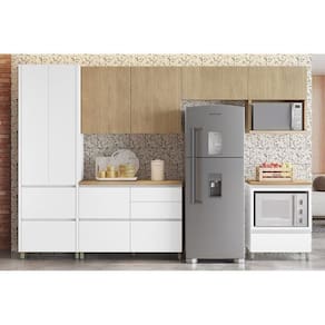 Cozinha Completa Rainha Gourmet 6 Peças (3 Aéreos + 1 Paneleiro + 2 Balcões) C6p39 Branca-nature - Nesher