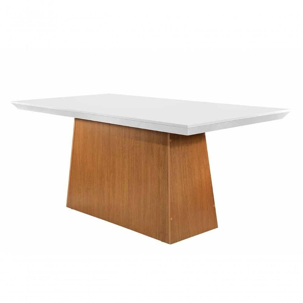 Mesa P- Cozinha Luna C- Tampo 180x90cm Flex Madeirado Vidro Canto Curvo - Imbuia-ripado 3d-off White - Rufato