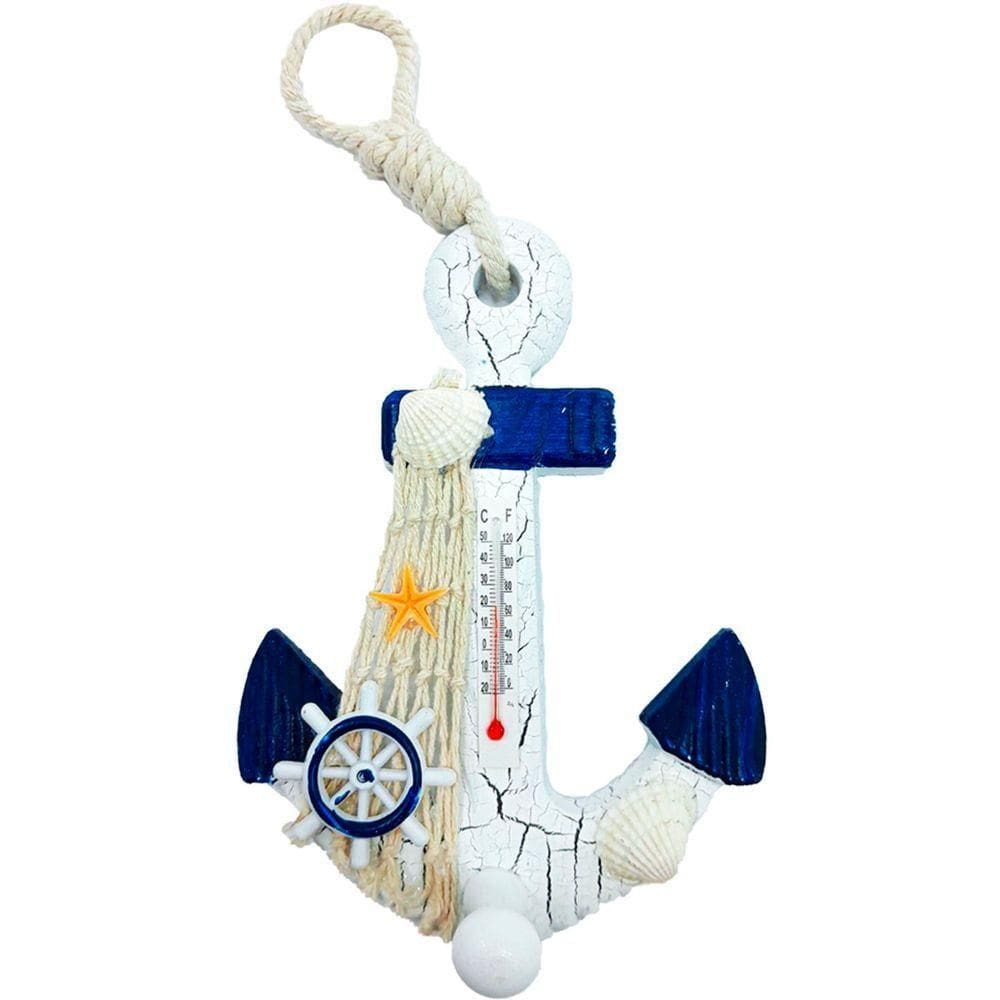 Enfeite Decorativo Ancora Termômetro Marítimo Náutico 18 Cm