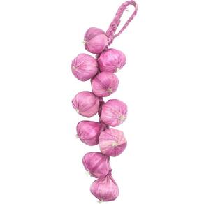 Kit 3 Trança Cebola Roxa Artificial Decoração Artesanal 41cm