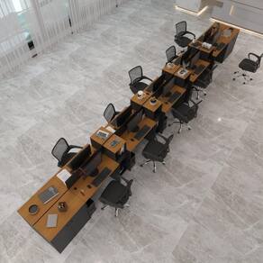 Estação De Trabalho 10 Lugares Smart Office 10 Mesas 8 Armários 4 Aparadores Preto E Cedro
