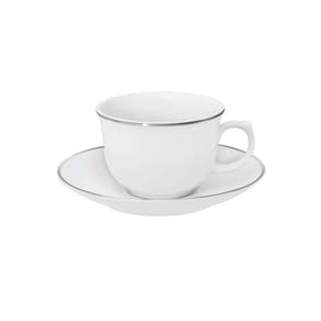 Conjunto De Xícaras Para Chá Com Pires Em Porcelana Flamingo Com 12 Peças 240ml Oxford Isabel