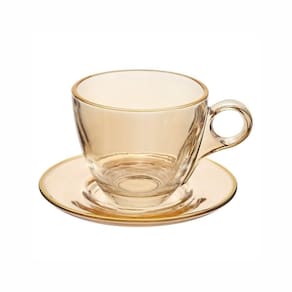 Conjunto De Xícaras Para Chá Com Pires Em Cristal Menfis Com 8 Peças 170ml Haüskraft âmbar