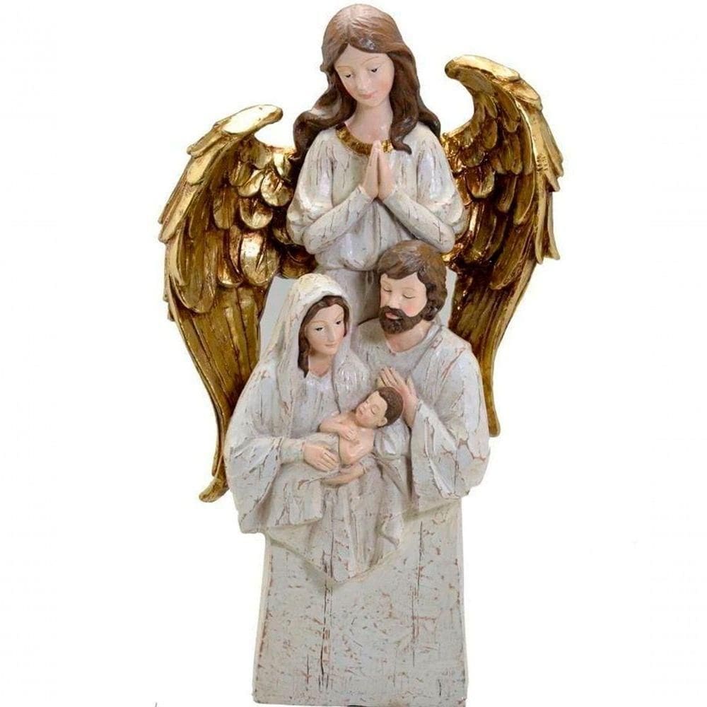Estatueta Sagrada Família Decorativa Em Resina Natal De 27cm