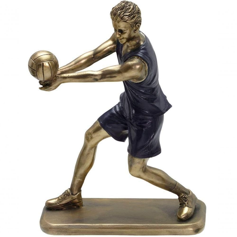 Estatueta Decorativa Jogador Vôlei Escultura Em Resina 23cm