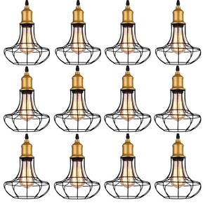 Kit 12 Pendente Aço Taschibra 40w Vintage 185 Preto Lustre