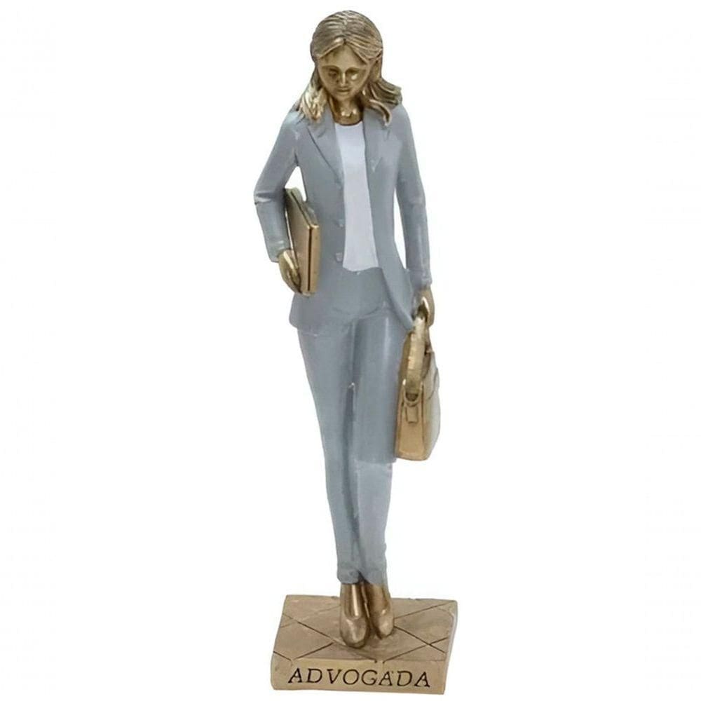 Estatueta Profissão Advogada Escultura Enfeite Resina 23cm