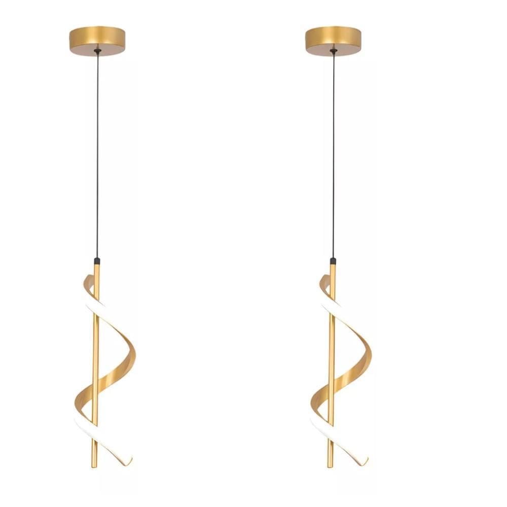 Luminária Pendente Formato Espiral Dourado