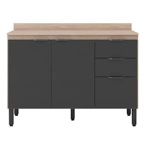 Balcão Firenze 120cm 3 Portas E 2 Gavetas Com Tampo 93241 Demóbile Avena Touch E Grafito