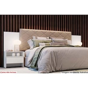 Painel Cama Box Madeirado Branco Casal Everest Plus 2 Mesas C- 2 Gavetas Branco - Novo Horizonte